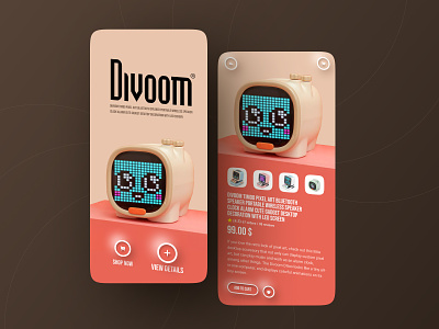 Divoom App 3d app application bluetooth design divoom divoom app minimal mobile music ui ux