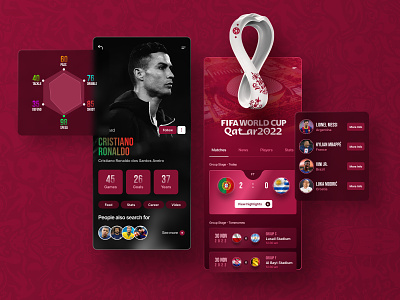 Qatar World Cup 2022 App app design fifa fooball ui football qatar 2022 ronaldo ui ux world cup
