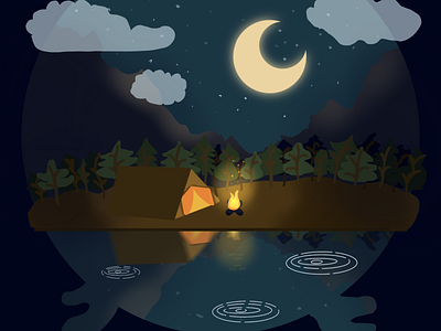 Playful Camp At Night branding design graphic design logo procreate ux