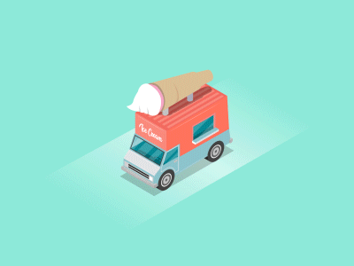 ice cream truck affter effects animation dribbbble gif ice cream ice cream truck illustration isometric isometric design isometric illustration isometricanimation vector