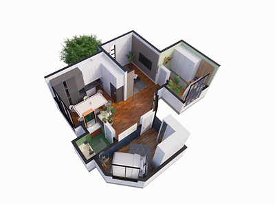 3D Apartment Plan 3d