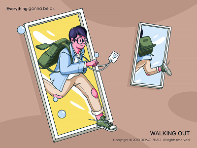 Walking out character illustration office poster web work workout