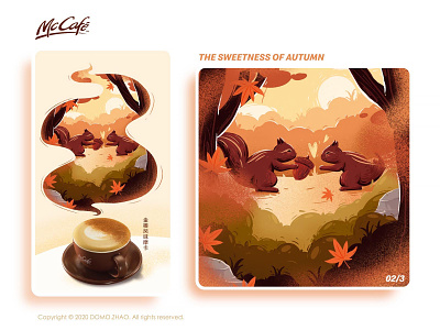 Autumn 02/3 autumn autumn leaves character festival illustration poster squirrel web