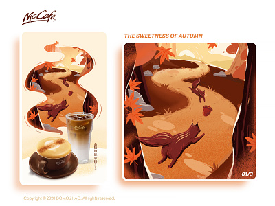 Autumn 01/3 autumn autumn leaves character festival illustration poster squirrel web