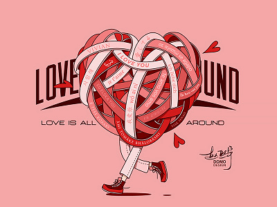 Love is all around ai colour illustration love