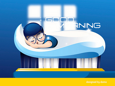 Morning brush family illustration morning sleeping toothpaste