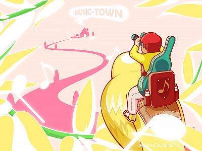 music-town bird family house illustration map music poster summer web