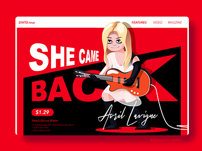 Avril came back black and red festival illustration music poster rock star web