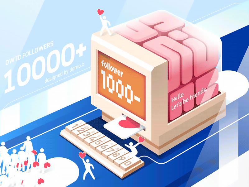 10k follower 10000 computer festival heart illustration love poster web