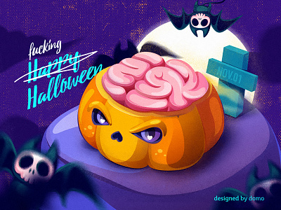 Halloween bat brain festival halloween illustration monster poster pumpkin web