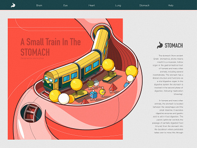 A train in the stomach illustration map poster station stomach train web