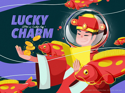 Lucky Charm cash character chinese festival fish illustration lucky lucky charms money monster poster web