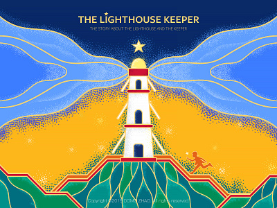 Lighthouse festival illustration light lighthouse mountain poster star web