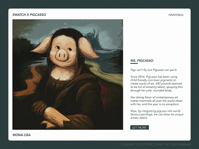 Mona Lisa character illustration mona monalisa paint pig piggy poster web