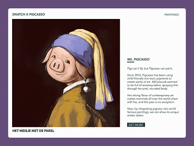 Girl With A Pearl Earring character girl girl character illustration pearl pig piggy poster web
