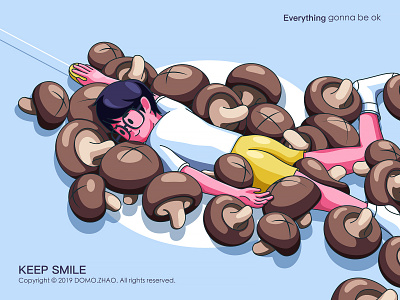 Mushrooms Boy character illustration mushrooms poster smile smiley face web