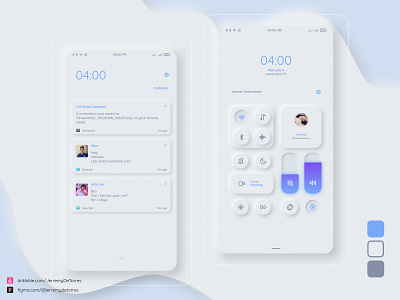 Neumorphism Notification & Setting Drawer blue figma light theme neumorphism simple ui