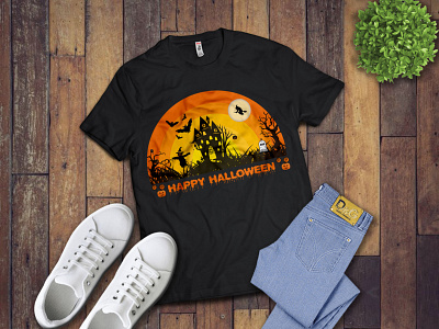 Happy Halloween T-Shirt Design. stamp