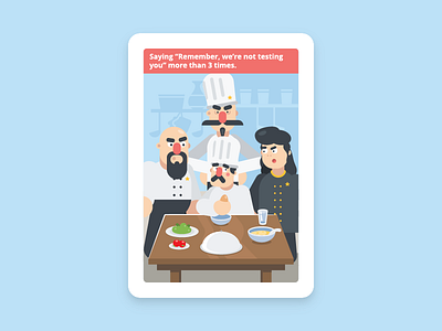 Usability Toolkit - No need to worry ;) (10/17) card chef cook cooking food funny situation illustration kitchen testing usability usability lab ux worried