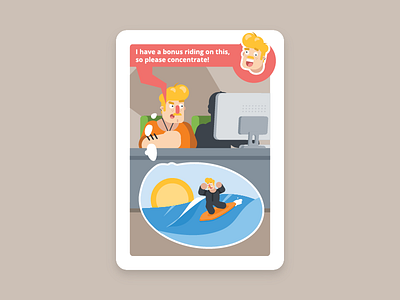 Usability Toolkit - Make it Quicker! (15/17) board card dream dreaming funny situation illustration office sea sunset surfer surfing testing usability usability lab ux