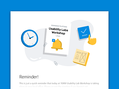 Reminder email illustration accept clock email illustration notification reminders sticky notes usability workshop
