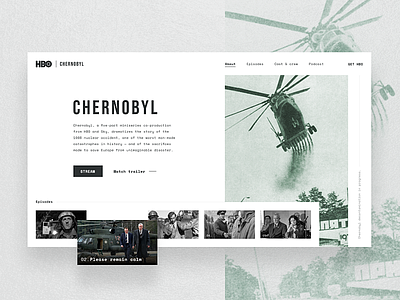 HBO Chernobyl - Concept chernobyl clean landing page concept episodes gallery green hbo helicopter homepage landing page minimal miniseries navigation radioactive typography ui ux web website white space
