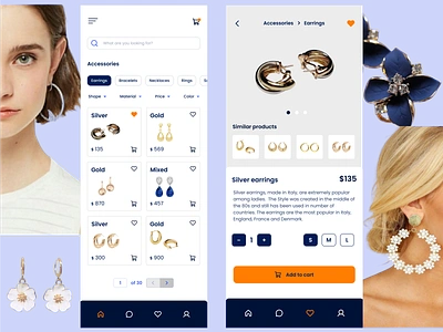 Jewelry e-commerce accessories e commerce earrings jewellery jewelry jewelry e commerce mobile design ui ui ux ux