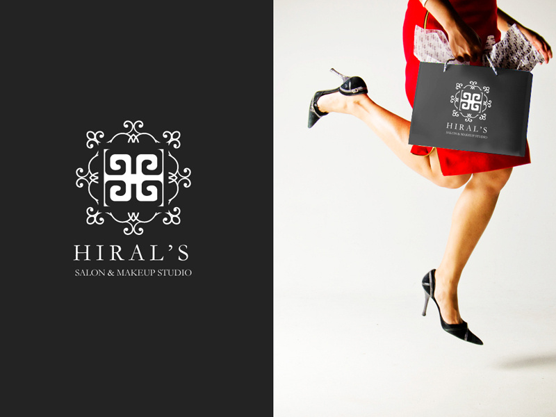Branding for a Salon & MakeUp Studio motifs swirls feminine white black design ornamental salon hiral letterh branding logo