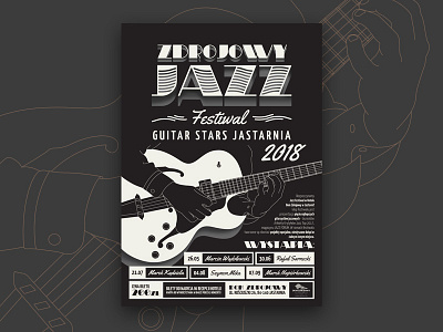 Jazz Guitar Festival Poster 🎸 concert festival guitar illustration jazz music poster vector