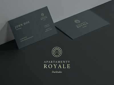 Apartamenty Royale Logo & Branding bag branding business card dark gold green logo logomark logotype mark print sea sun