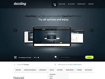 Dazzling e commerce opencart theme web design webdesign