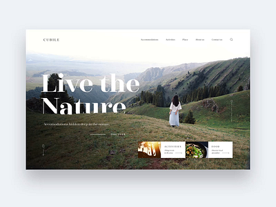 Cubile animation design green hotel landscape mountain mountains nature screen ui ux view web webdesign
