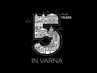 5 years in Varna, Turkish Airlines branding bulgaria bulgarian clouds design dribbble five fly illustraion illustrator logo logo design logos number style turkey turkishairlines typography varna year