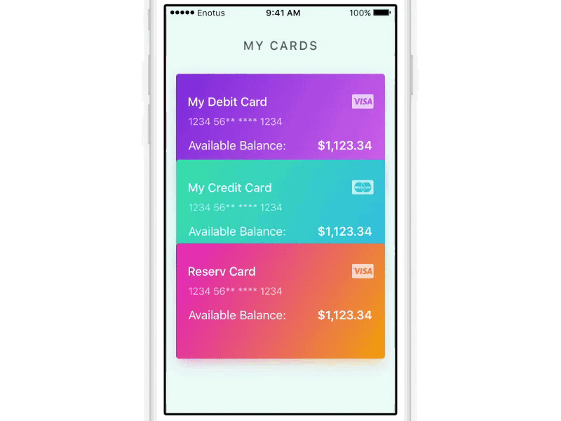 Credit Card Storage App app bank credit card ios mobile