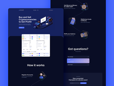 Cryptocurrency Landing Page \w 3D Illustration 3d crypto crypto exchange cryptocurrency faq fintech hero illustration landing page web