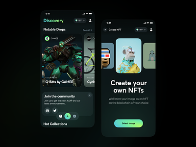 NFT Hunt. A gallery of hand-picked NFT collections collection finance fintech graphic design ios mobile nft product design ui wallet