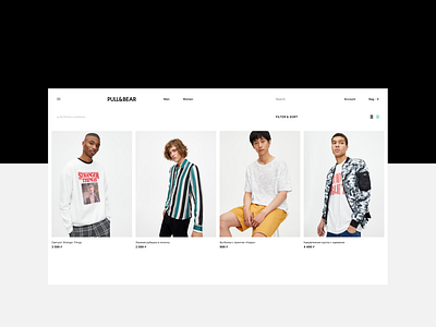 PULL&BEAR – Mobile UI/UX Redesign Concept bear clean clean creative concept design ecomerce fashion interaction item layout minimal minimalistic pull redesign shop t shirt typography ui ux website