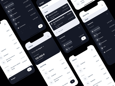 Finance Tracker App Wireframes analytics app banking budget clean concept finance goals habbits interaction layout minimal mobile money product round todo ui kit uiux wireframes