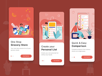 Grocery App Onboarding design grocery app illustration mobile app ux design visual design
