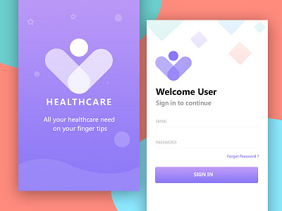 Healthcare App - Login and Onboard health care icon design ux design visual design