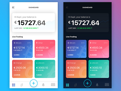 Cyptocurrency App Dashboard