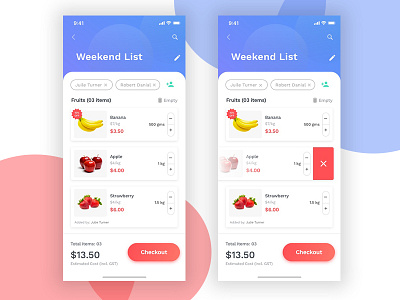 Grocery Shopping List app design design ui design ux design visual design