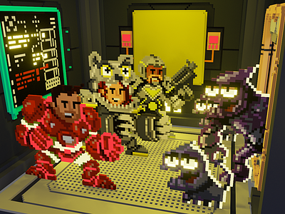 POWERUP attack of the BUGs attack bugs pixelart voxel
