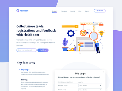 Fieldboom Product Page form builder tool landing page web design website