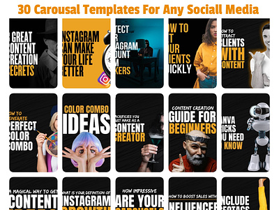 Pack Of 30Carousal Posts For Any Social Media Platform branding carousal posts facebook graphic design instagram social media templets ui