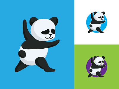 cute panda doing karate design graphic design illustration logo