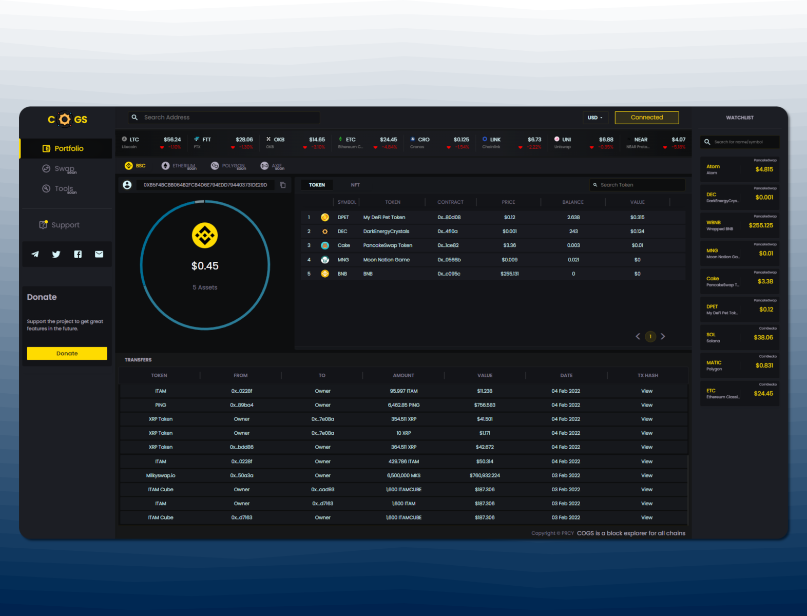 COGS Portfolio Explorer Dapp by Percy Timon on Dribbble