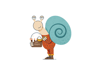 Happy snail character icecream illustration