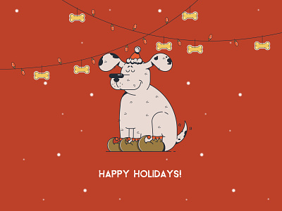 Happy barking holidays character christmas dog holidays illustration vector