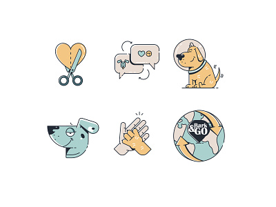 Icon set for dog's clothes brand branding character dog icon illustration set vector